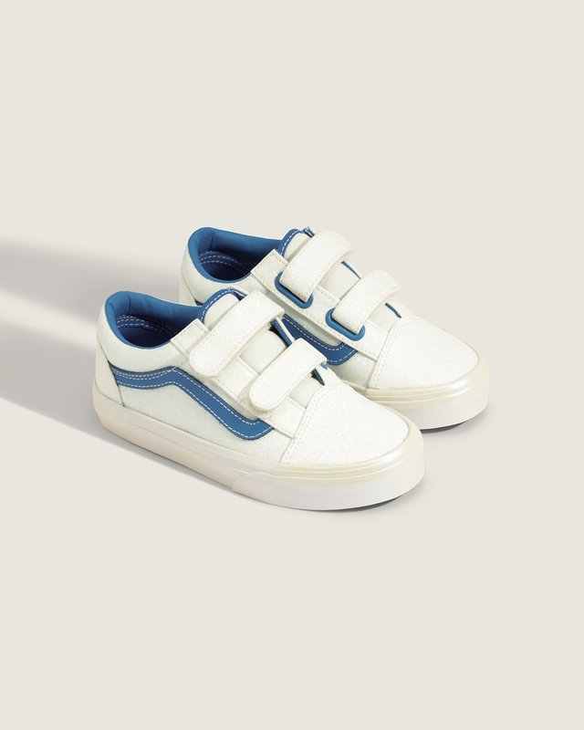 Tênis Old Skool V Glitter Pearl White Blue Infantil
