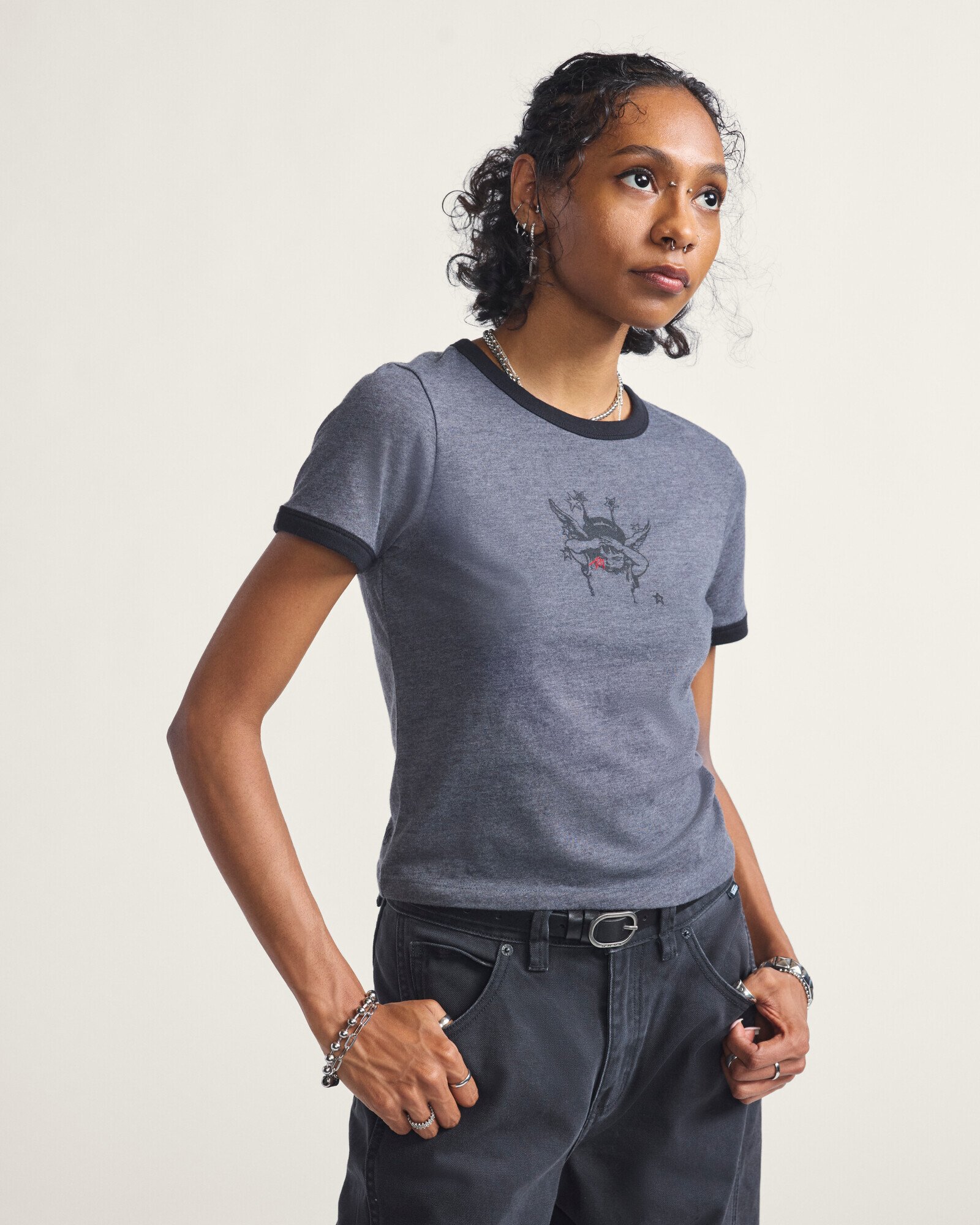 Camiseta Cruzing Ringer Tee Ss Asphalt Heather | Vans