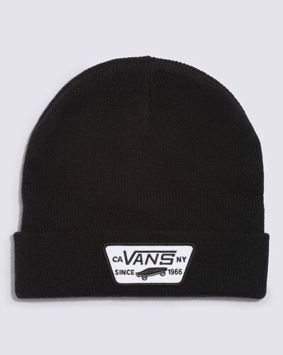 O gorro Vans imprime atitude e vai além de um simples acessório de proteção. O estilo de quem usa o gorro não se limita nem se prende às regras, tornando a peça desejo favorita, fazendo parte do seu Lifestyle. Além de proteger em dias frios, o seu visual icônico representa uma identidade forte e marcante, impossível de confundir. A Touca Milford Beanie Black é confeccionada em 100% acrílico. Na cor preta, o modelo possui 15cm de comprimento e traz aplicação frontal de patch bordado com assinatura do skate tradicional Vans “Off The Wall”. Versátil, ele carrega toda autenticidade de Vans para o seu estilo, que é único e totalmente original.