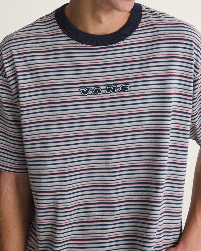 Camiseta Manga Curta Cameron Stripe Parisian Night Cement Heather