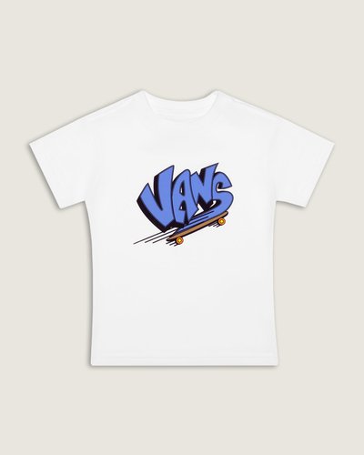 O estilo “Off The Wall” dos pequenos com um toque clássico e descolado. A cultura do skate na Camiseta Ss Vans Sk8 White Infantil é representada de uma forma divertida, com a estampa da assinatura Vans em desenho animado, estilo cartoon, em um skate. Uma camiseta confortável e fácil de usar, ela é feita de tecido ringspun cardado, macio e durável.