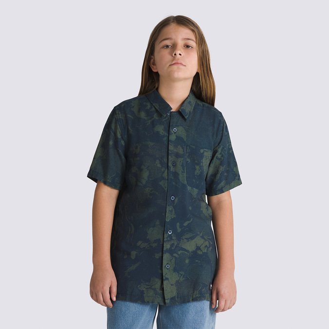 Camisa Loose Camp Collar Ss Dress Blues Dark Forest Infantil