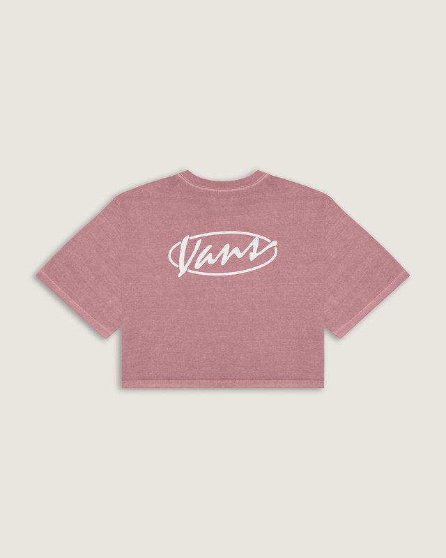 Camiseta Ss Era Script Relaxed Crop Pink Dawn White