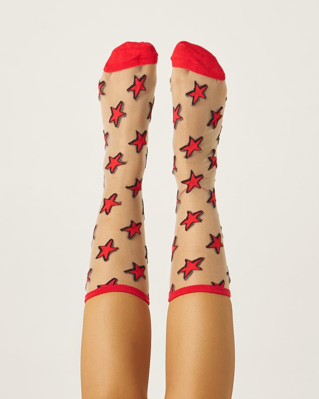 Meia Hazy Sheer  Racing Red