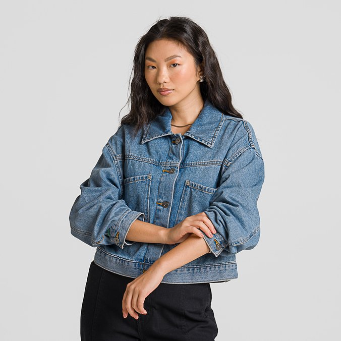 Jaqueta Raynes Denim Crop Jacket Upland Stonewash