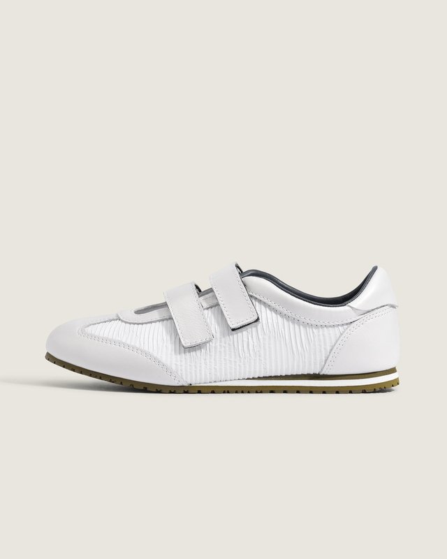 Tênis Mary Jane Pleat Pearl White