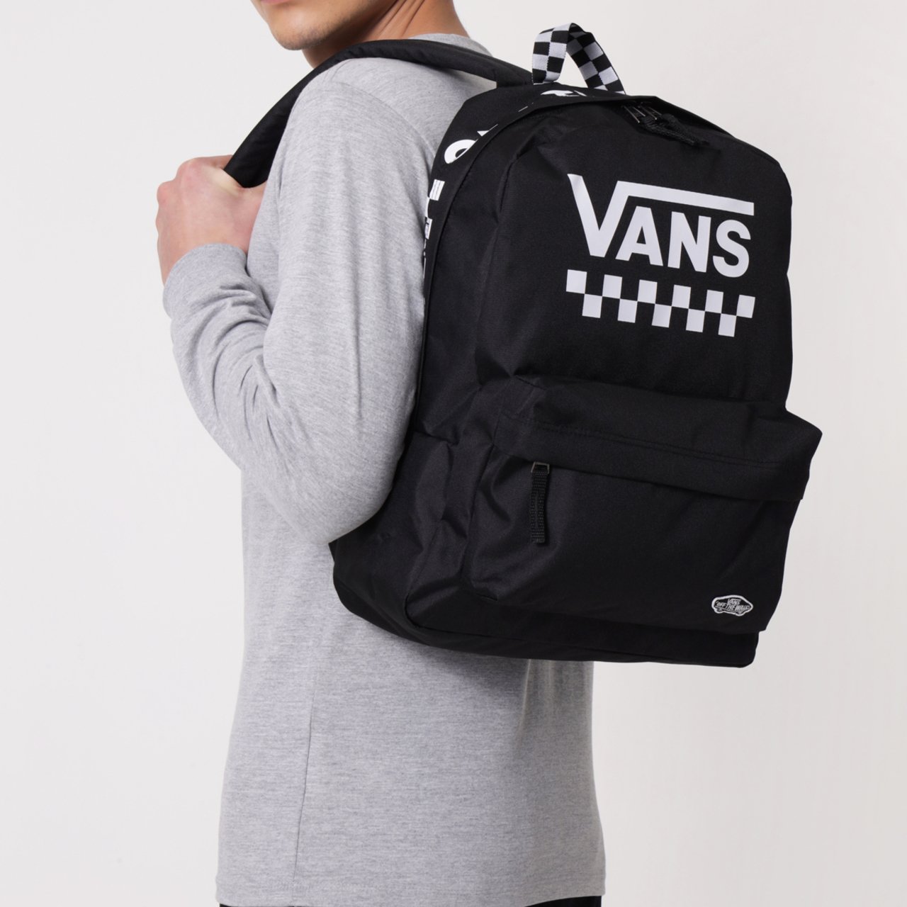 Vans sporty realm black checkerboard backpack cheap