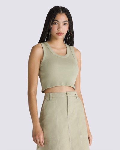Sua personalidade em destaque, independente da ocasião. A Regata Drew Rib Elm traz estilo sem esforço para o seu visual. A regata feminina foi construída para ser a sua peça básica favorita. Confeccionada em malha canelada de tecido 100% algodão, na cor verde, o modelo possui gola baixa e traz aplicação de etiqueta tecida Vans na lateral. Uma peça atemporal que carrega a herança Vans no estilo casual e descontraído.