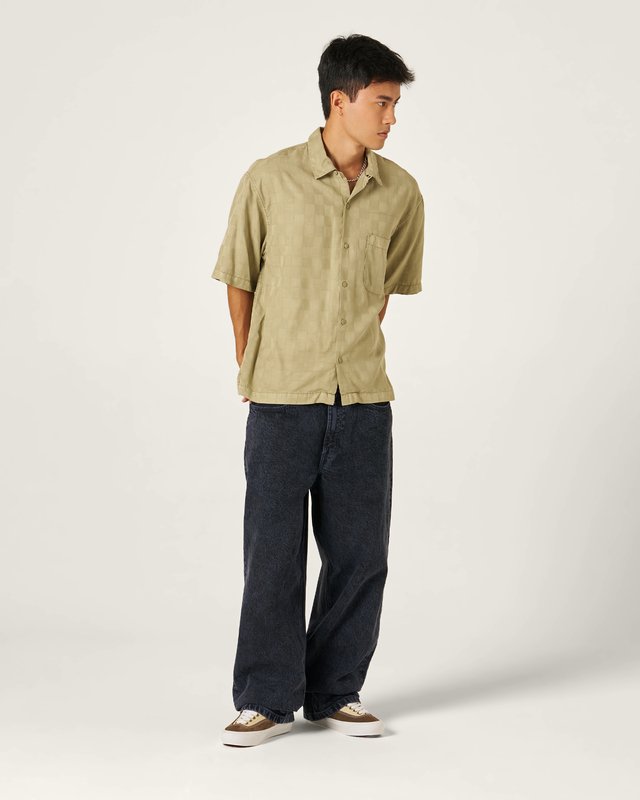 Camisa Manga Curta Van Doren Tencel Check Soft Sage