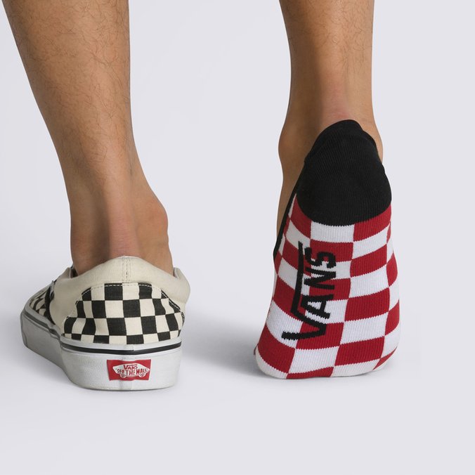 Meia Classic Super No Show (3 Pares) Red White Check