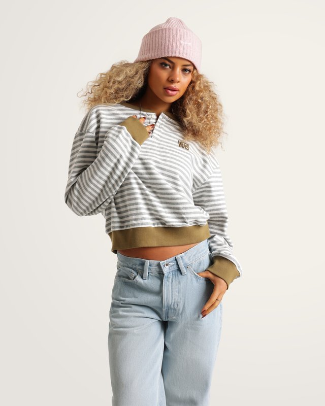 Moletom Molly Henley Pullover Marshmallow Cement Heather