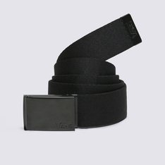 O Cinto Deppster Ii Web Blackl preto liso é confeccionado em 100% poliéster, com 116,8 cm de comprimento e fivela de pressão com aplicação da assinatura Vans em “Drop V”.