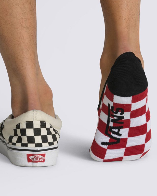 Meia Classic Super No Show (3 Pares) Red White Check