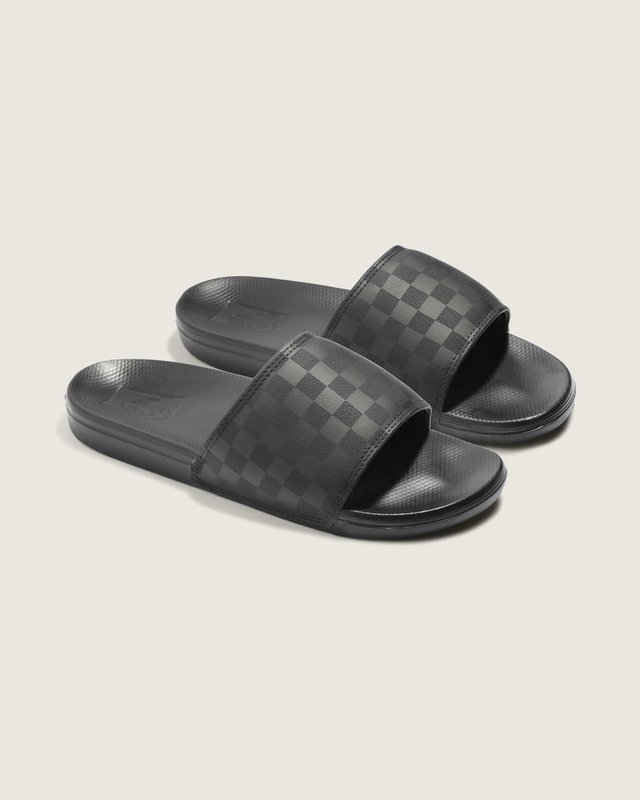Chinelo Slide-On La Costa Checkerboard Black Black
