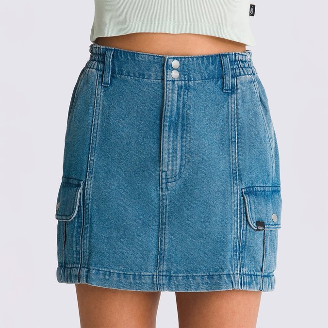 Saia Sidewalk Denim Skirt Stone Wash