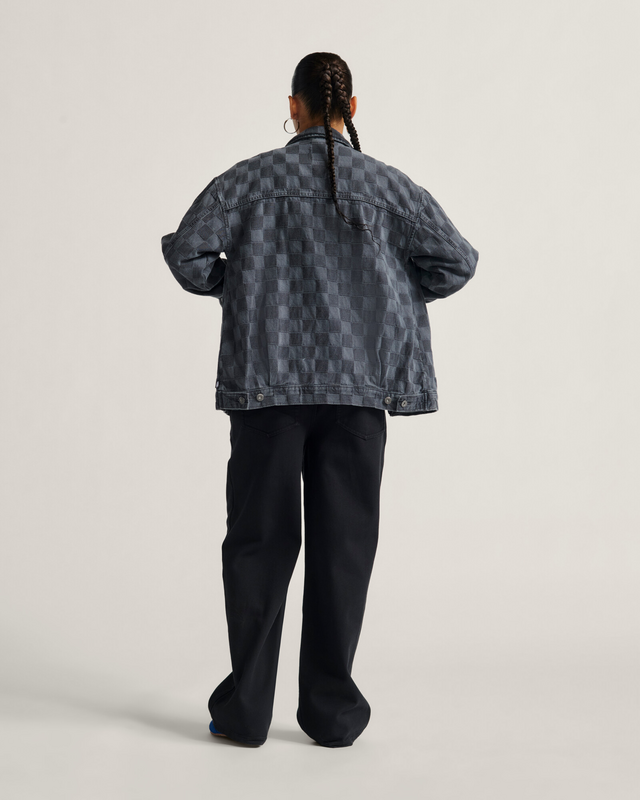 Jaqueta Pitstop Denim Checkered Station Faded Black