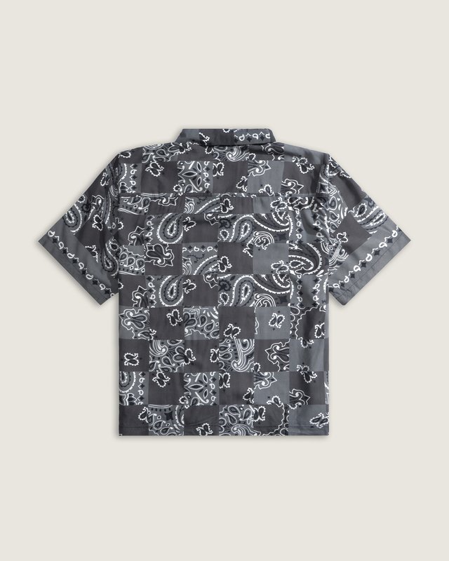 Camisa Manga Curta Van Doren Paisley Check Faded Black