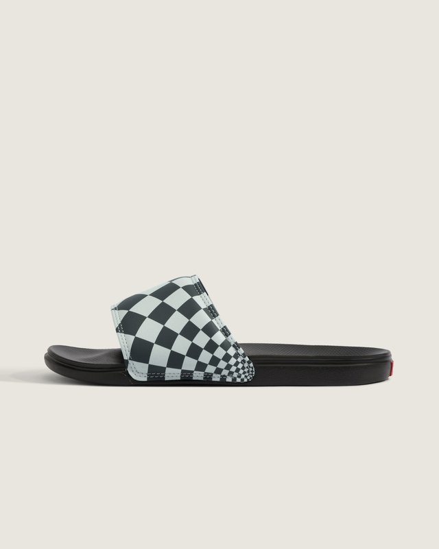Chinelo La Costa Slide On Radial Checkerboard Light Grey Black