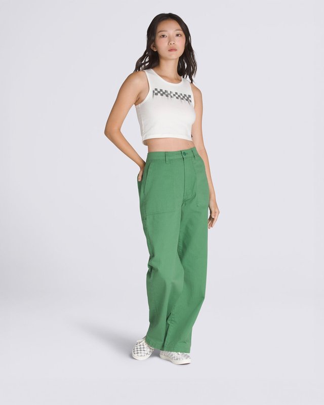 Regata Check Wash Fitted Crop Tank Festival White