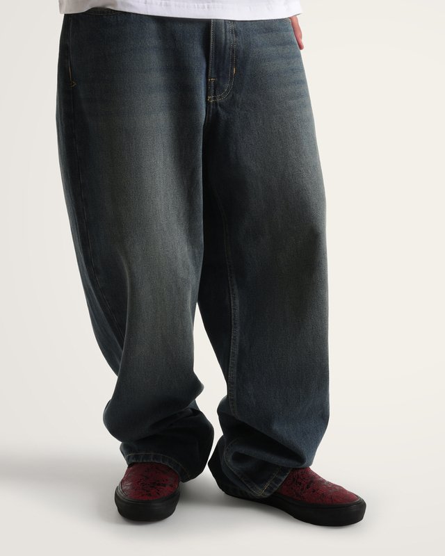 Calça Check-5 Baggy Denim Dirty Medium Indigo