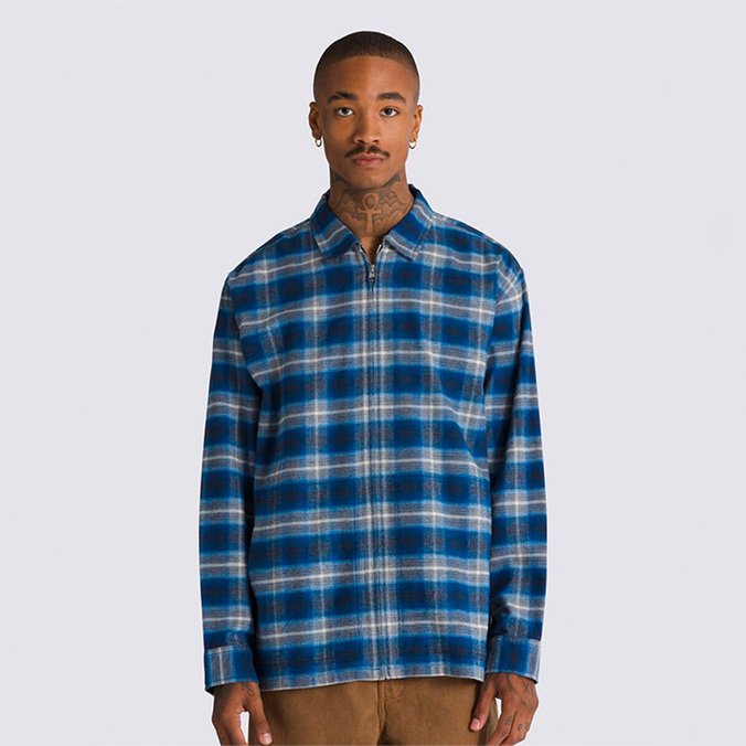 Camisa Montwood Zip Flannel LS Upland Dress Blues True Blue