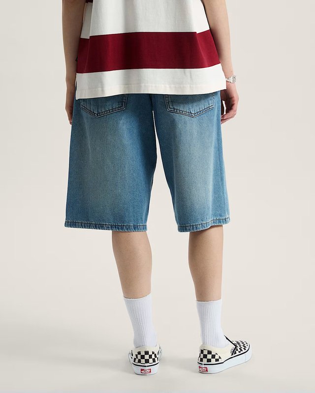 Short Check 5 Baggy  Stonewash Blue