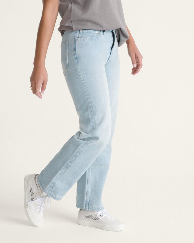 Calça Check 5 Mid Rise Straight Light Stonewash