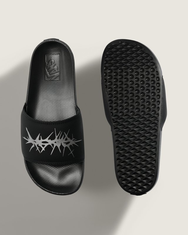 Chinelo Slide-On Refletive Black Silver