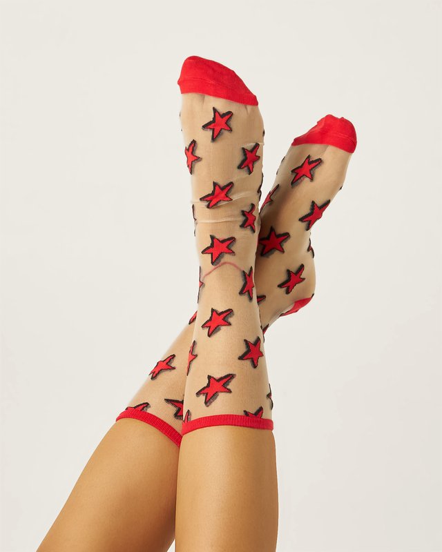 Meia Hazy Sheer  Racing Red