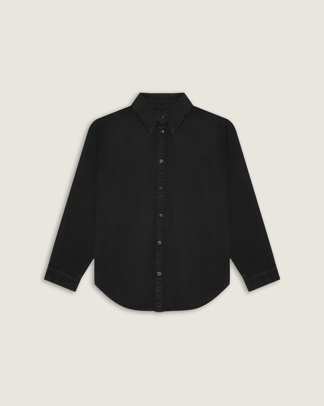 Camisa Ls Gillian Overdyed Button Down Black