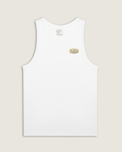 Um clássico irreverente para todos os momentos. A Regata Raised Up White com gola redonda traz um ajuste relaxado, proporcionando conforto. Fácil de vestir, o modelo traz estampa frontal, com assinatura Vans® colorida e com efeito hexagonal, dentro de blocos, na altura do peito, no lado esquerdo. Para relaxar e curtir todos os momentos com estilo. Essa é a essência “Off The Wall”.