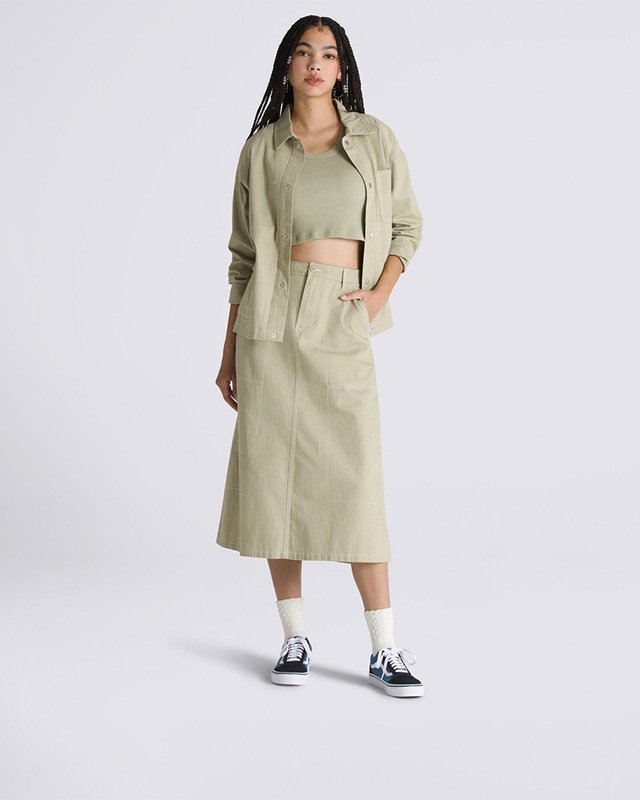 Saia Codey Long Flare Utility Skirt Warm Weather Elm