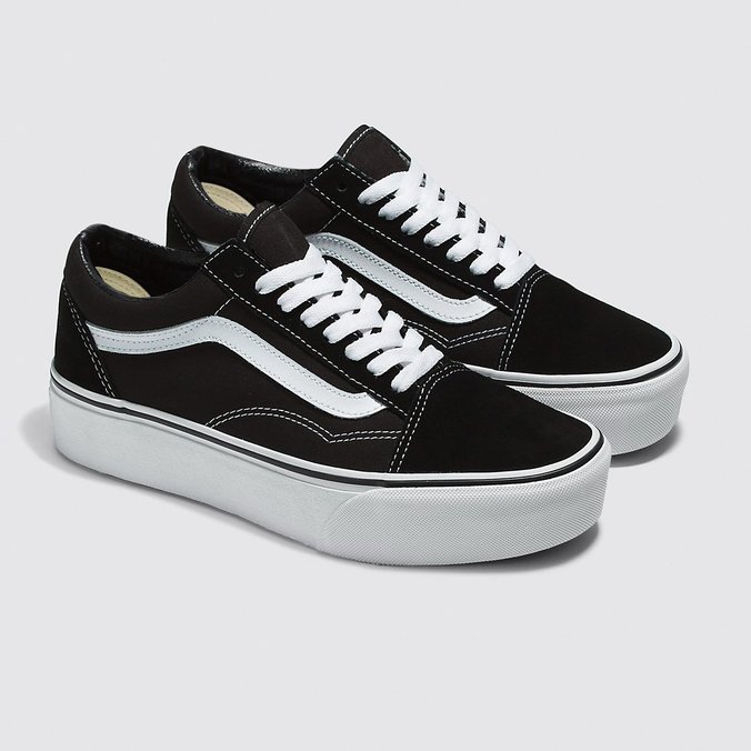 Tenis Old Skool Plataforma Black White Vans