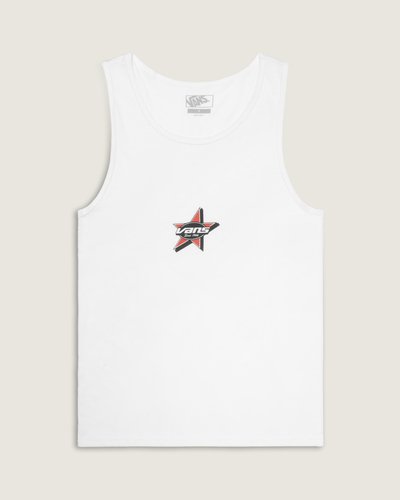Regata Starmaked White apresenta construção em KNIT com base em camiseta de algodão e estampa em silk, combinando corte clássico e acabamento limpo. O tecido oferece toque macio e flexibilidade, garantindo conforto e suporte leves ao vestir. Costuras reforçadas e corte pensado para mobilidade entregam um visual atemporal e essencial dentro da estética descontraída da VANS.