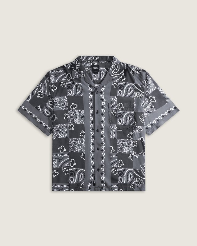 Camisa Manga Curta Van Doren Paisley Check Faded Black