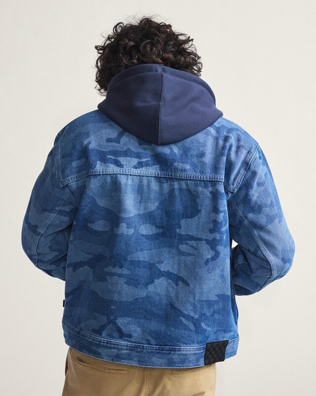 Jaqueta Camo Denim Trucker Stone Wash Blue