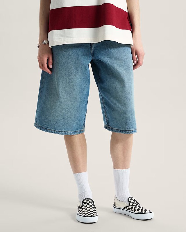 Short Check 5 Baggy  Stonewash Blue