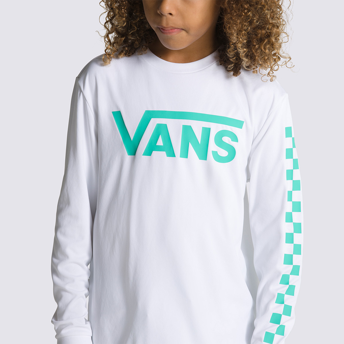 Camiseta Vans Classic Checker Sun Ls White Waterfall Infantil