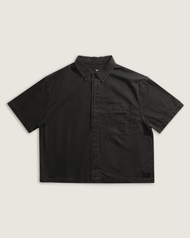 Camisa Manga Curta Cyrus Straight Hem Denim Elevation Washed Black