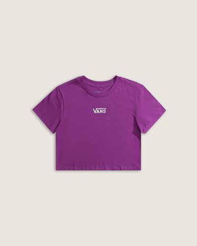Camiseta confeccionada em 100% algodão, com gola careca e modelagem cropped. Possui logo Vans bordado na parte frontal, garantindo um visual clássico e versátil.