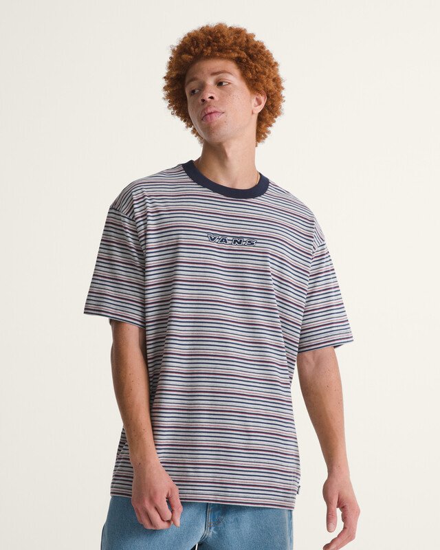 Camiseta Manga Curta Cameron Stripe Parisian Night Cement Heather
