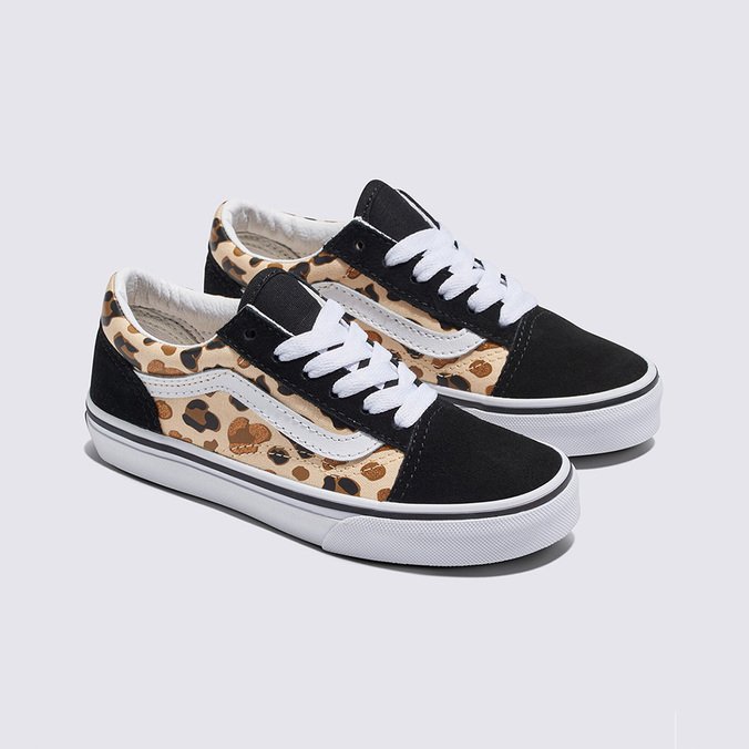 Tenis Old Skool Leopard Glitter Black Brown Infantil Vans