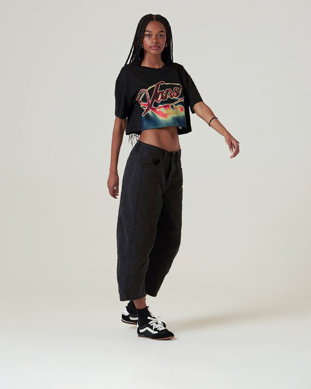 Camiseta Afterburn Relaxed Crop Ss Black Festivais