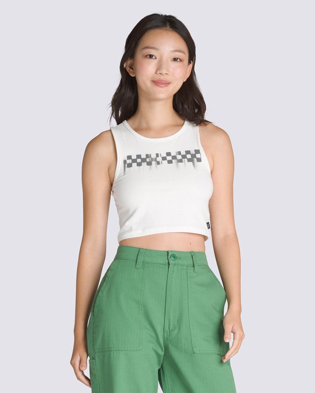 Regata Check Wash Fitted Crop Tank Festival White