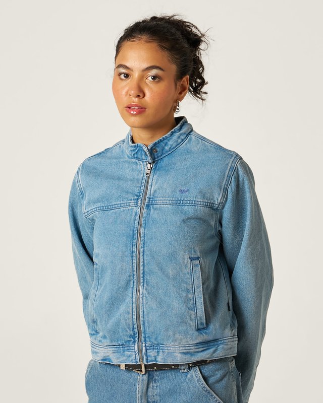 Jaqueta Pomona Collarless Station Stonewash Blue