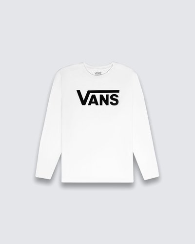 Fundada na Califórnia em 1966, a Vans está envolvida com a cultura de rua, artes, música e ligada ao skate e à evolução do esporte, sem perder a essência. Dos clássicos aos modernos, a Vans possui uma enorme variedade de modelos de tênis, roupas e acessórios, sempre mantendo o estilo "Off The Wall". A Camiseta Vans Classic Infantil White Black de manga longa possui o logo Vans em "Drop V" estampado na altura do peito, gola e punhos canelados, costura reforçada nos ombros e é feita de 100% algodão. Tipo de caimento: custom.