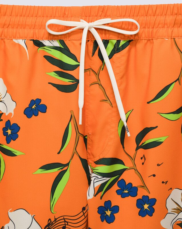 Boardshort Primary Print Elastic Trumpet Floral Harvest Pumpkin