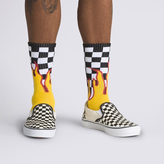 MEIA FLAME CHECKERBOARD CREW BLACK WHITE