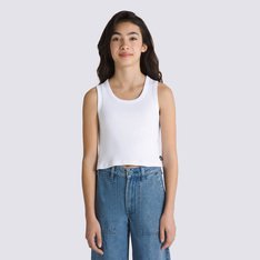 Sua personalidade em destaque, independente da ocasião. A Regata Drew Rib White Infantil traz estilo sem esforço para o seu visual. A regata infantil feminina foi construída para ser a peça básica favorita das pequenas. Confeccionada em malha canelada de tecido 100% algodão, na cor branca, o modelo possui gola baixa e traz aplicação de etiqueta tecida Vans na lateral. Uma peça atemporal que carrega a herança Vans no estilo casual e descontraído.