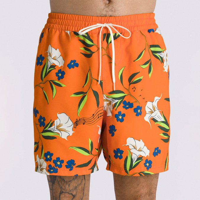 Boardshort Primary Print Elastic Trumpet Floral Harvest Pumpkin